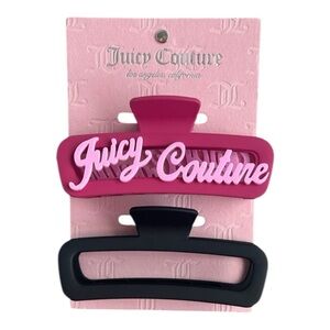 Juicy Couture Black Pink Large Hair Claw Clip Matte Magenta Set of 2